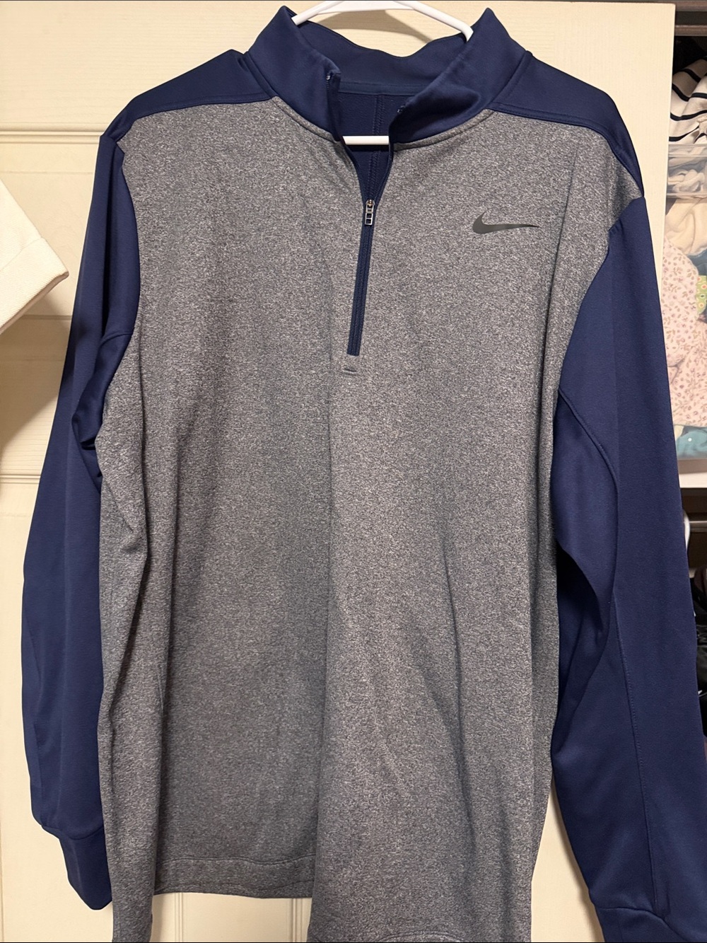 Nike Men’s Navy and Gray Half-Zip Athletic Pullover
